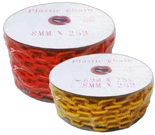 Rantai Plastik 6 mm x 25 M PVC Merah / Kuning / Putih / Hitam